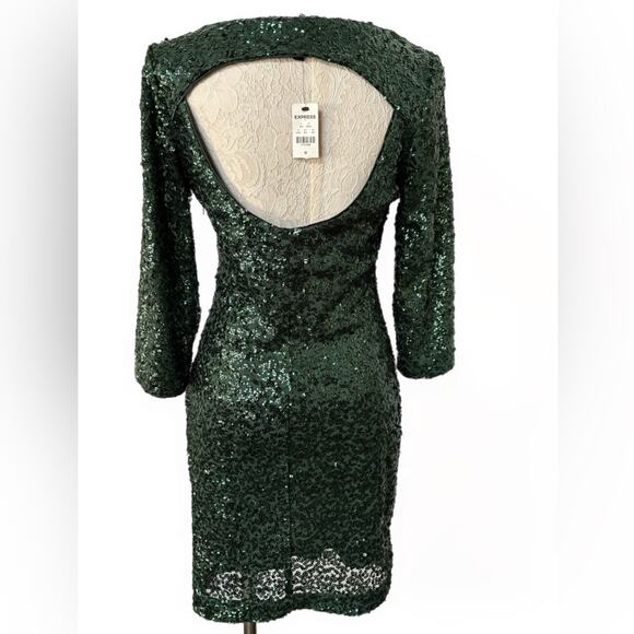 Express HOLIDAY sequin green dress size 10. NWT - Picture 3 of 8